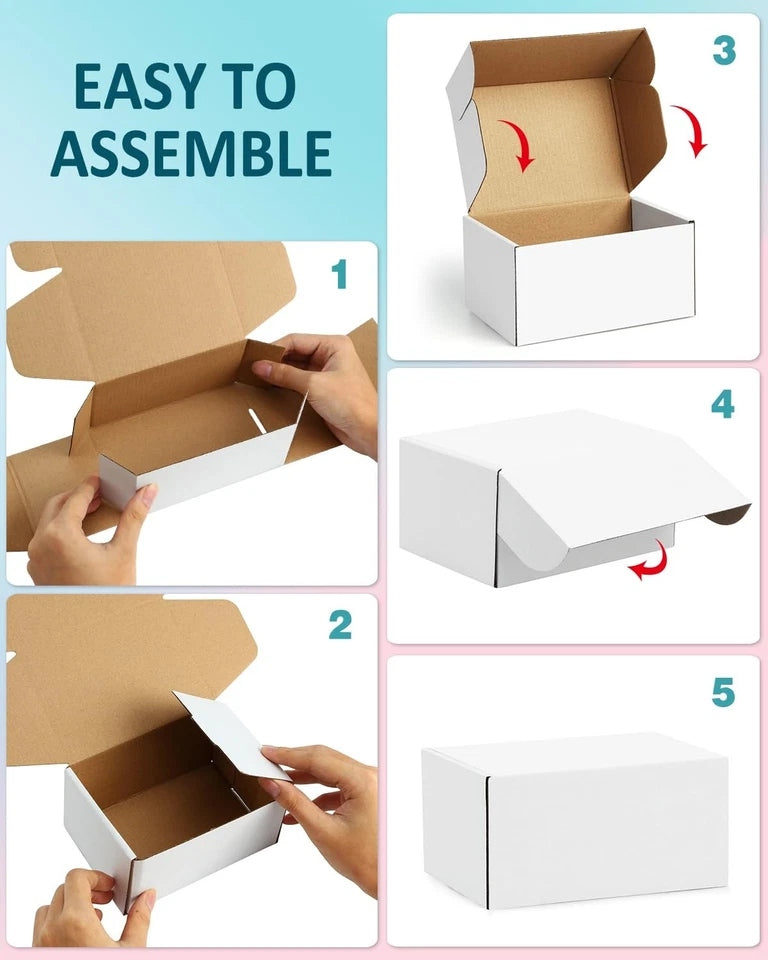Small Mailing Boxes 50 Pack 7x5x2 Inches White Cardboard Shipping Supplies