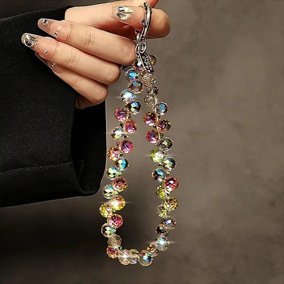 Crystal Beaded Phone Wrist Strap Lanyard Keychain Wristlet Chain for Cell Phones