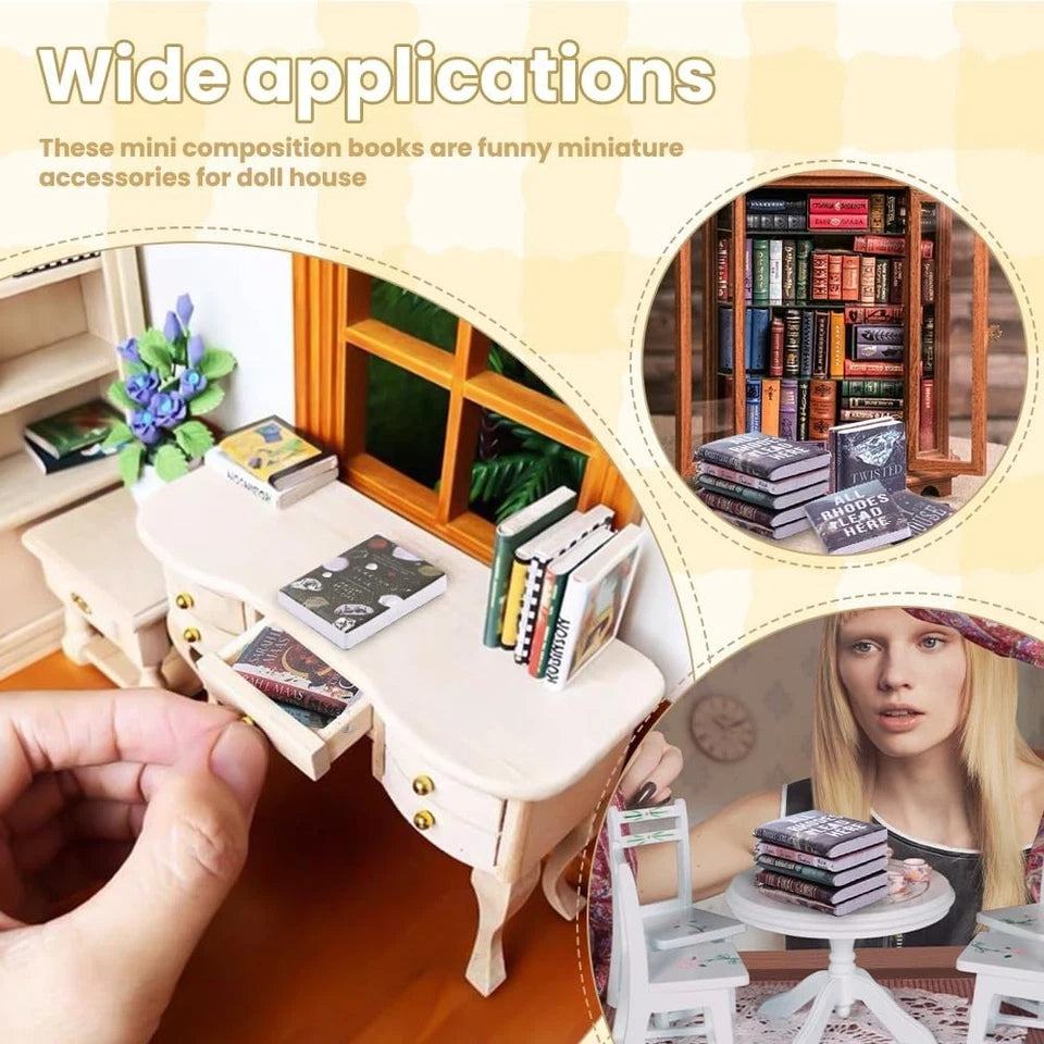 DIYDEC 300Pcs Mini Books Miniatures Dollhouse Books for Anxiety Bookshelf Tiny P