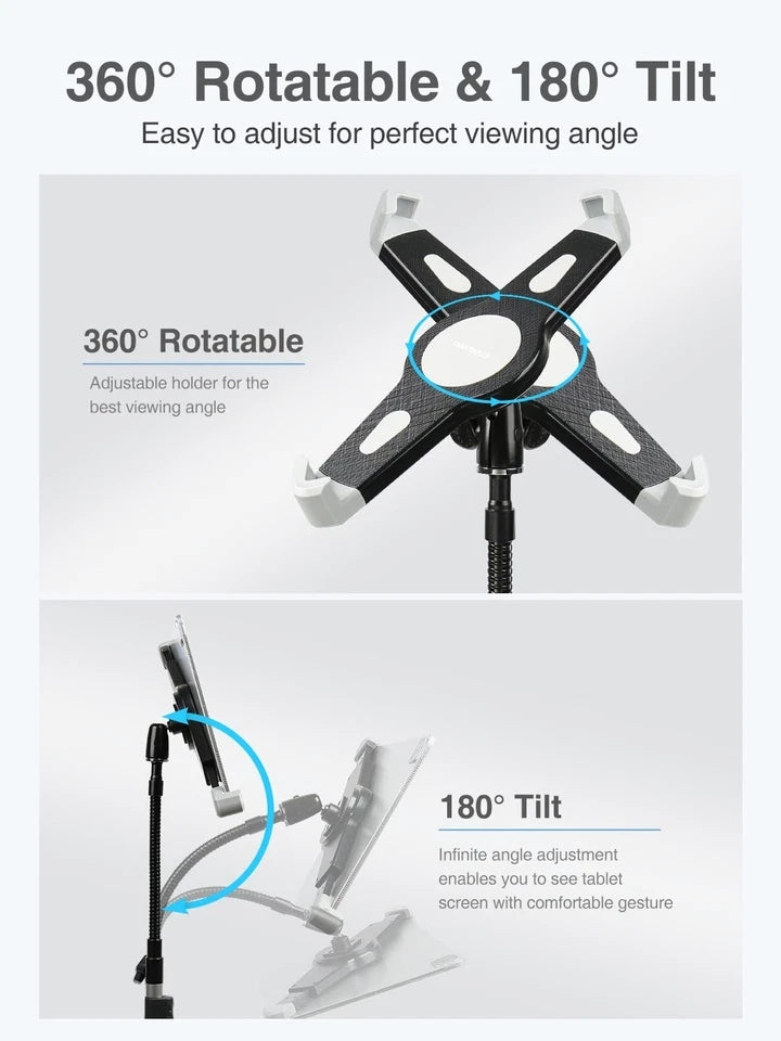 Floor Ipad Pro Stand 70" Gooseneck Tripod Stand For Ipad Pro 12.9 Inch Heavy Dut
