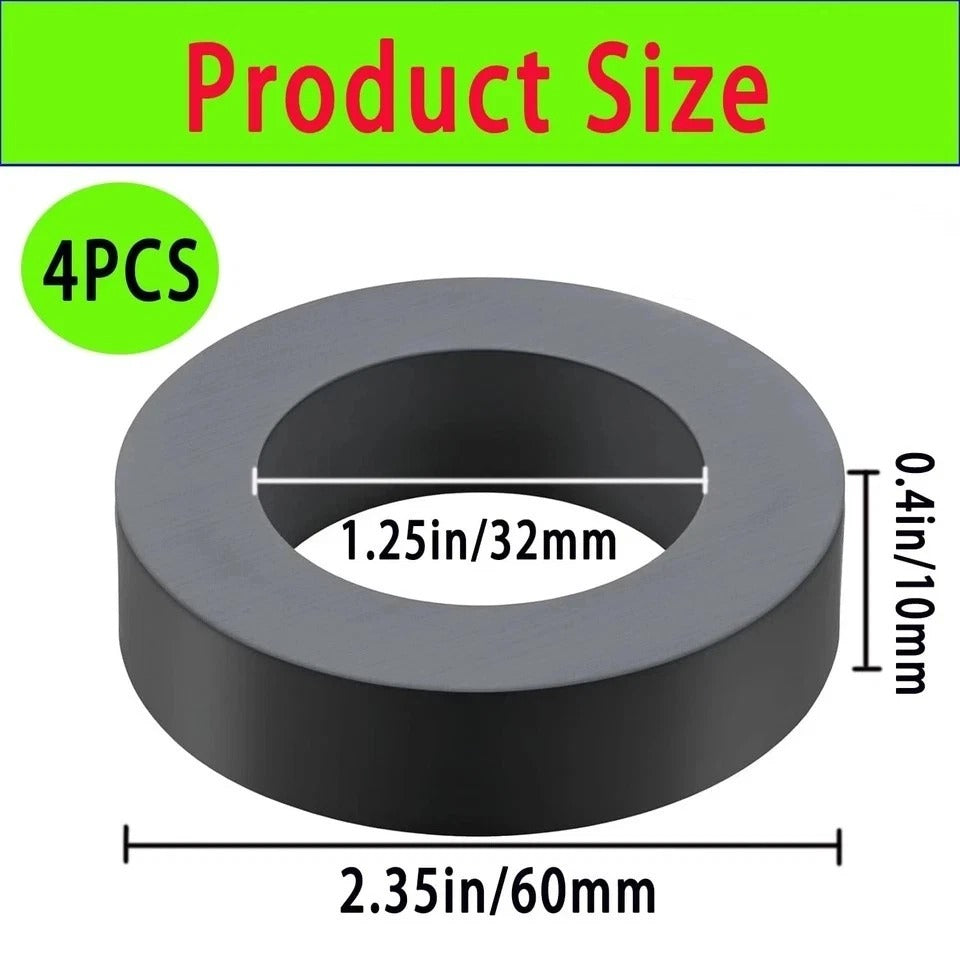 4PCS Large Ferrite Ring Magnet - Grade 10 Big Magnets Heavy Duty, OD60mm x ID32m