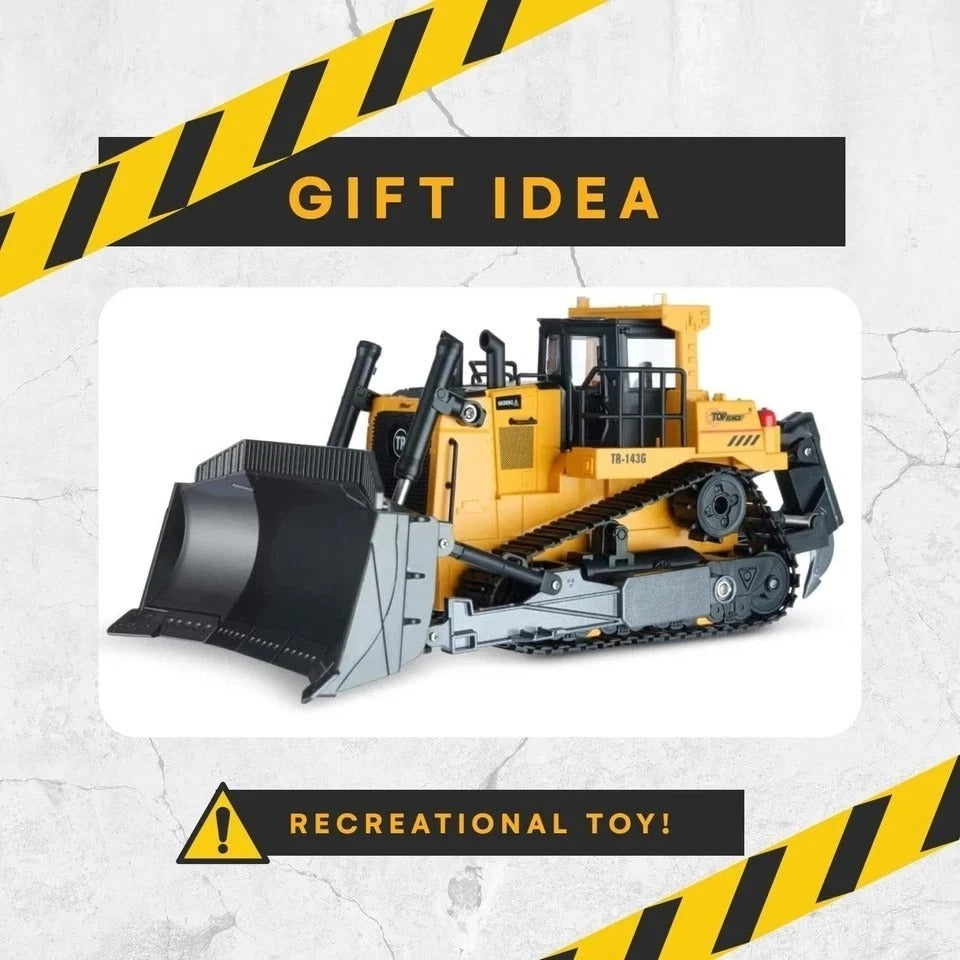 RC Bulldozer Toys for Boys - Remote Control Construction Vehicle with Metal Shov