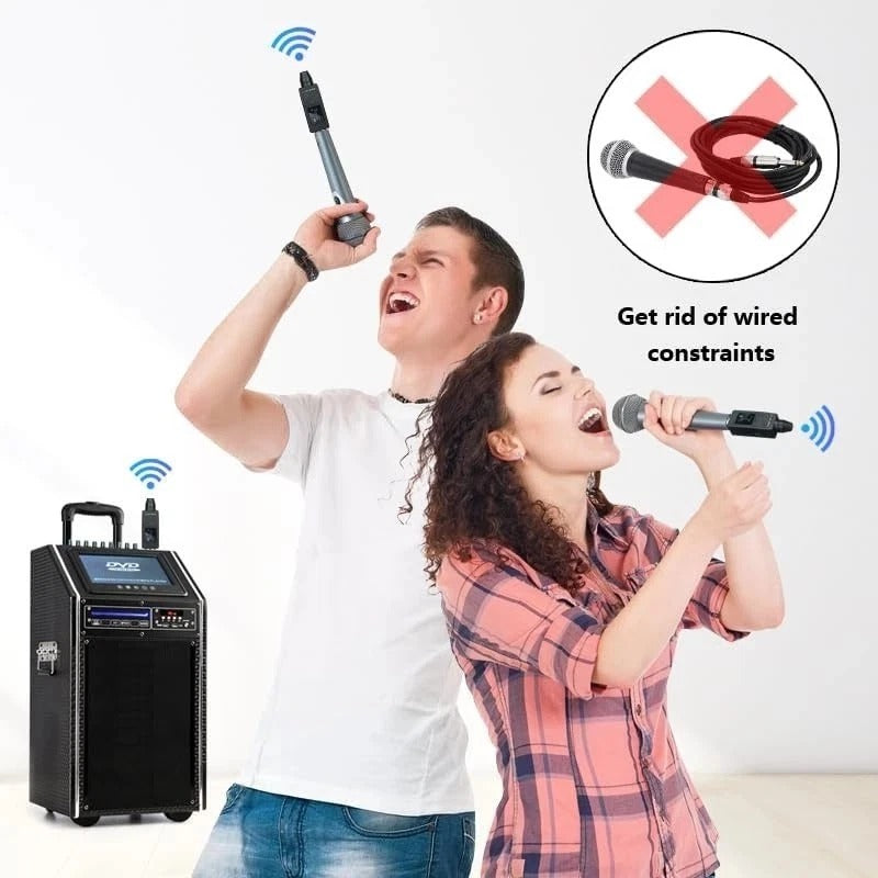 UHF Wireless XLR Transmitter and Receiver Plug-On Wireless Microphone System for