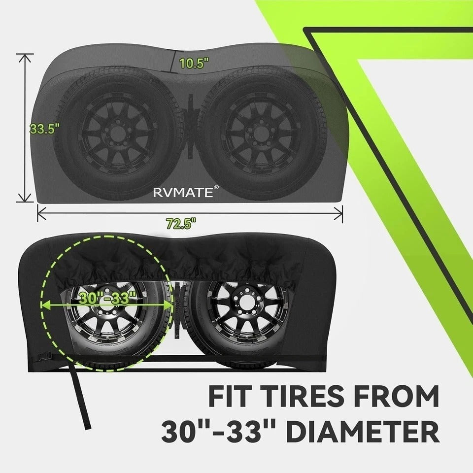 RVMATE RV Tire Covers - Dual Axle Wheel Cover (2 Pack) Fits 30"-33" Diameter Tir