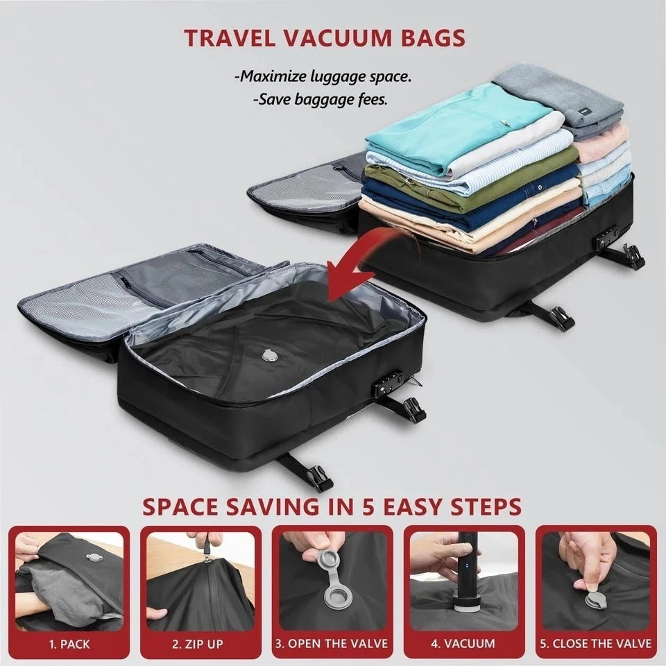 Travel Pack Vacuum Kit, Travel Vacuum Bags with Wireless Electric Pump, Cloth...