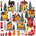 40 Pcs Christmas Village Sets Christmas Village Houses LED Holiday Village Fi...