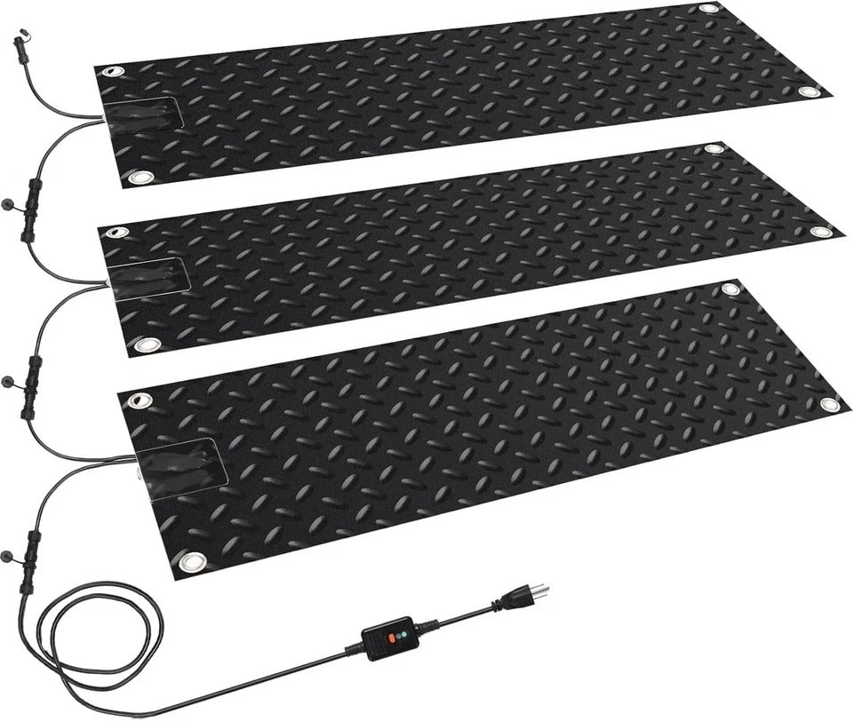 Timgle 3 Pcs Snow Melting Walkway Mat, 10" x 30" Non Slip Rubber Heated Mat with