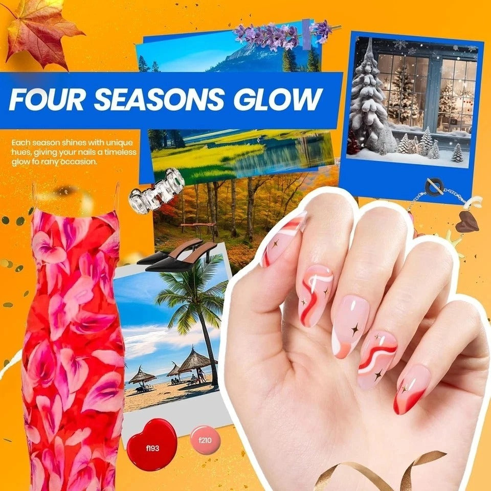 Beetles Gel Nail Polish Kit with U V Light -54 Pcs Gel Nail Kit Four Seasons Glo