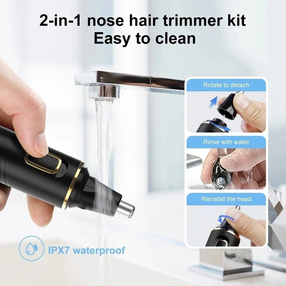 Professional Dual Edge Nose and Ear Hair Trimmer for Men - Low Noise & Compact