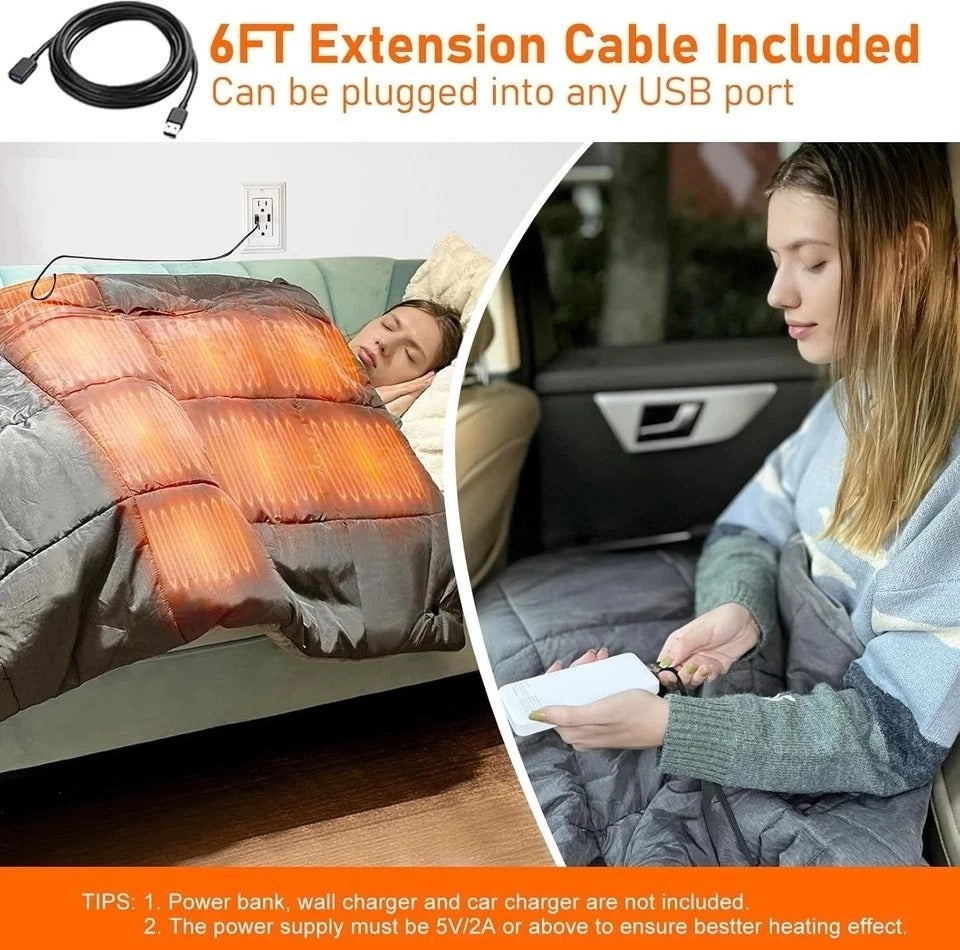 Portable USB Heated Blanket, 3 Heat Settings Wearable Heated Blanket Throw 3 ...