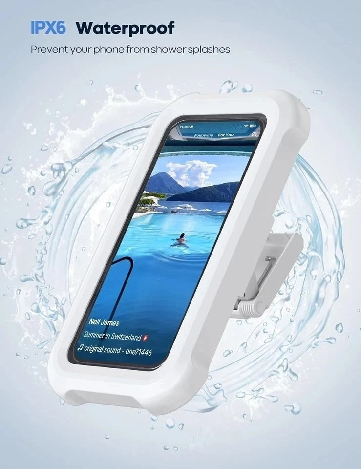 Waterproof Phone Holder for Shower Wall Mount 480° Rotatable Adjustable