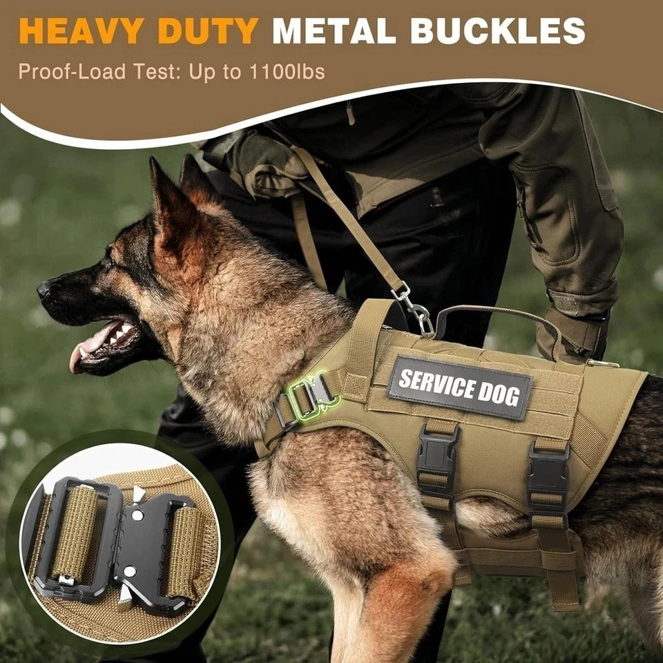 WINSEE Service Dog Vest Harness for Large Dog, Tactical Working MOLLE Vest with