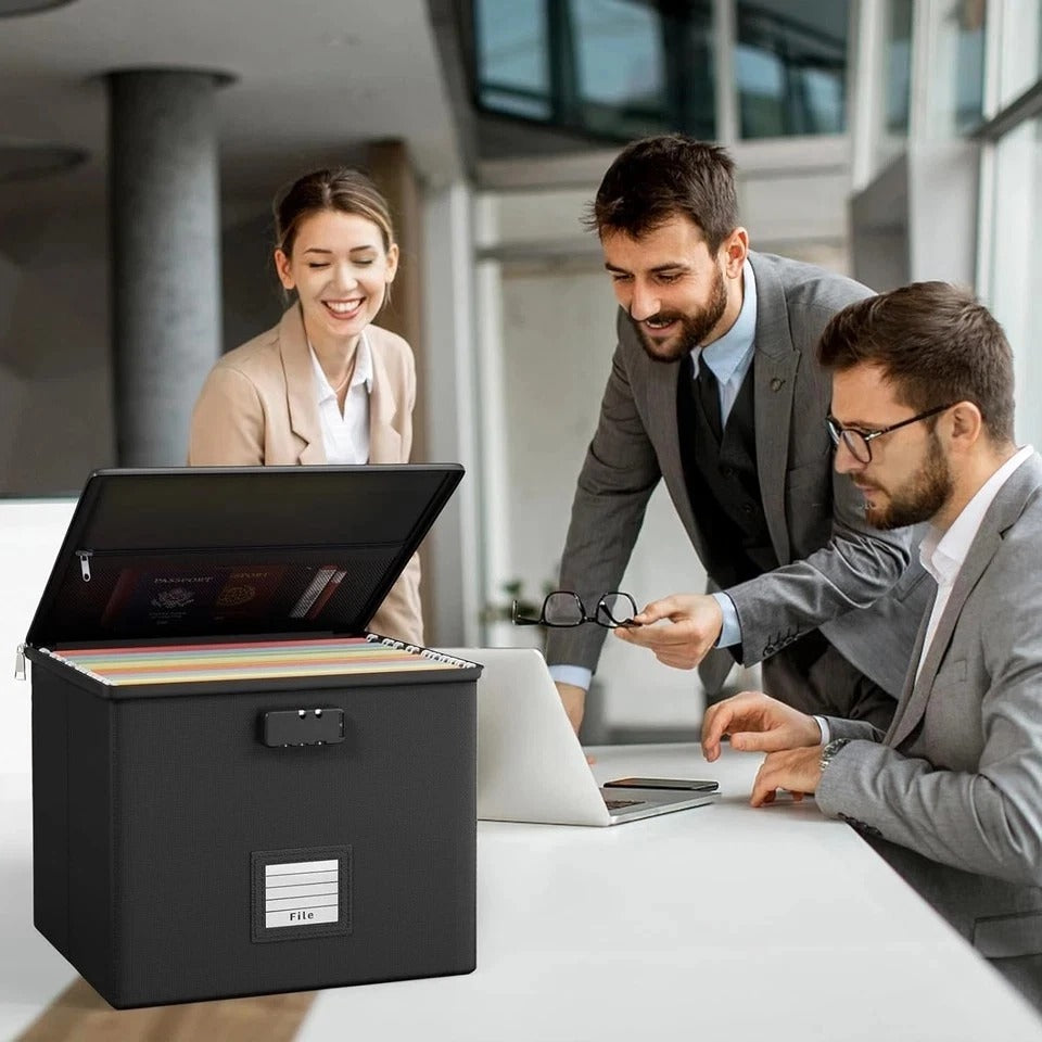 Fireproof File Box for Documents, Portable Waterproof Locking Storage Organizer