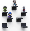 Versatile Black Floating Shelves (4x3.3x3) - 7-Pack with Easy Installation