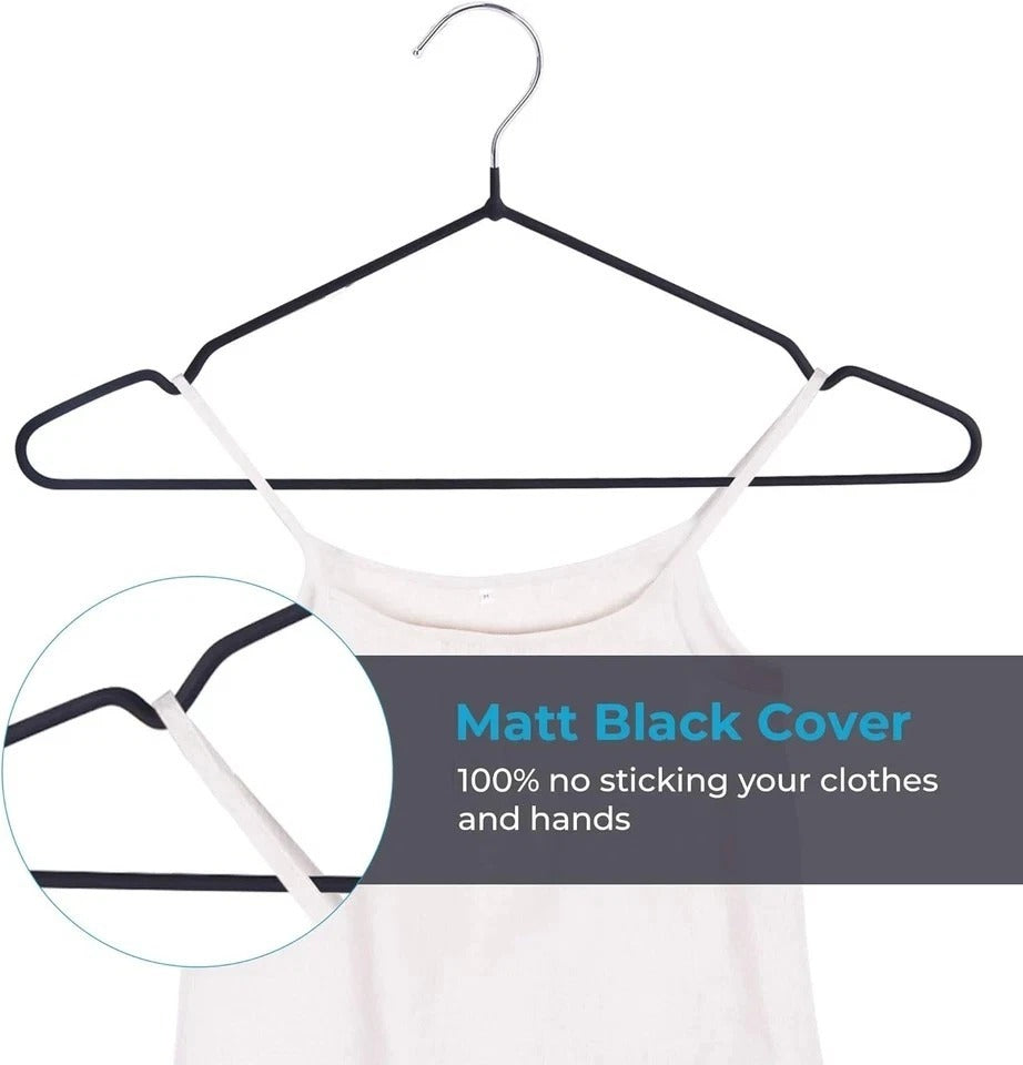 Metal Hangers 16.5" Coat Hangers - Extra Thick Wire Hangers with Non Slip Matt B