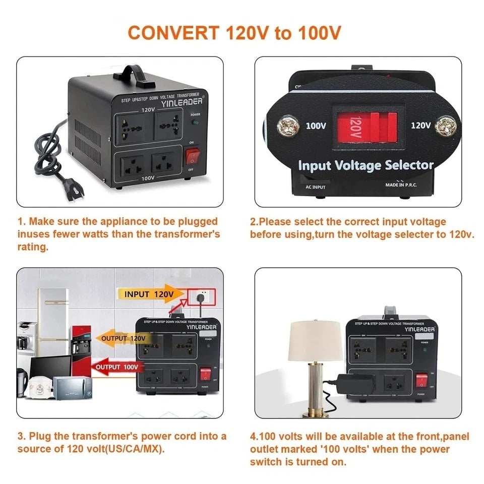 1000W US 120V to 100V JP Japan Voltage Converter Step Down/Up Transformer Ideal