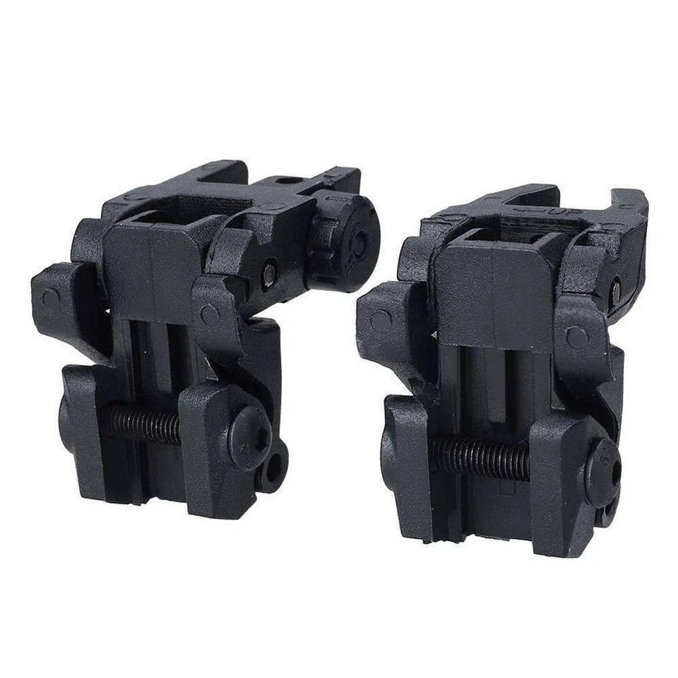 Tactical Folding Back Up Iron Sight Flip Up Front Rear Sights Set Picatinny Rail