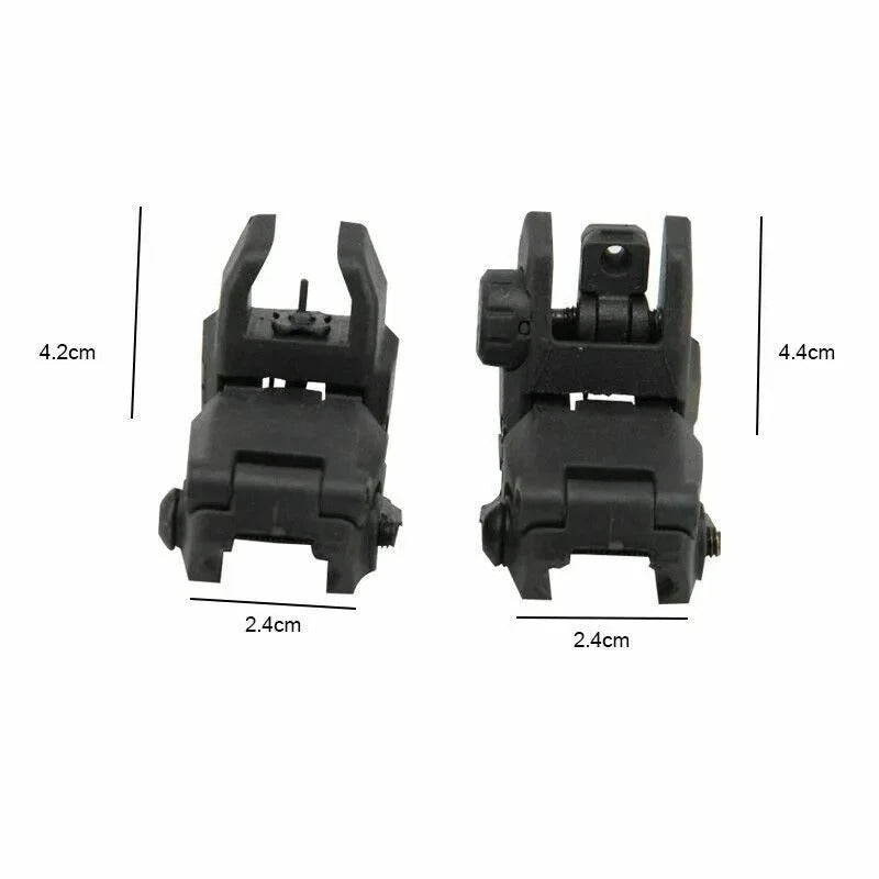 Tactical Folding Back Up Iron Sight Flip Up Front Rear Sights Set Picatinny Rail