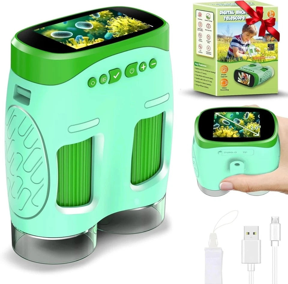 1000X Handheld Microscope for Kids, Temodu 4K 2.0" Screen Educational Science Ki