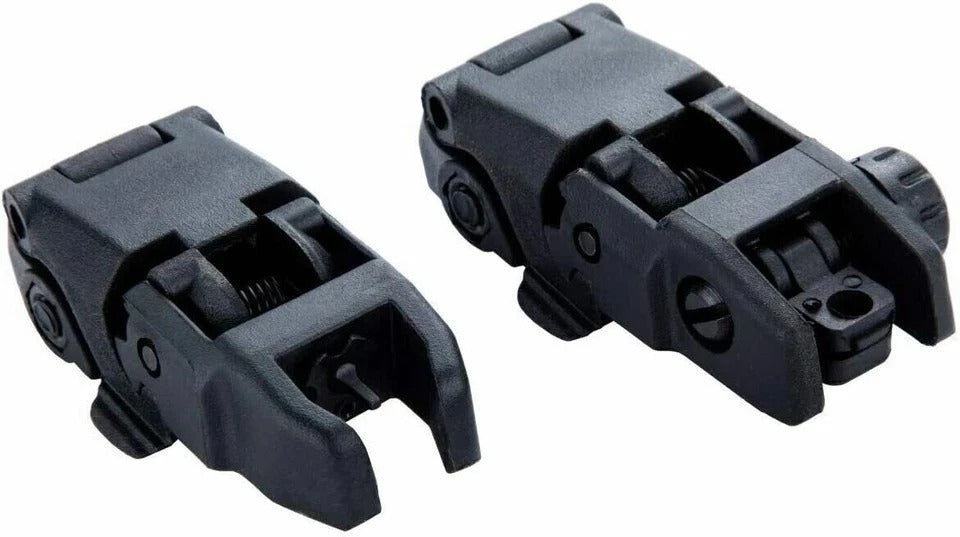 Tactical Folding Back Up Iron Sight Flip Up Front Rear Sights Set Picatinny Rail