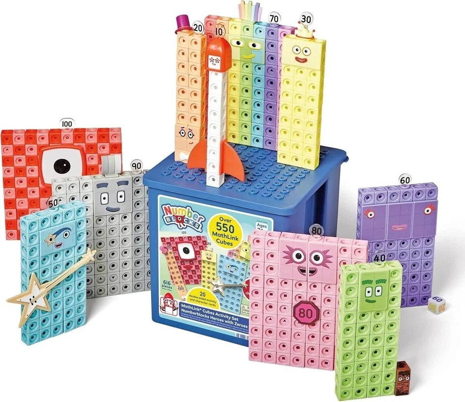 hand2mind Numberblocks Heroes with Zeroes MathLink Cubes Activity Set, Preschool