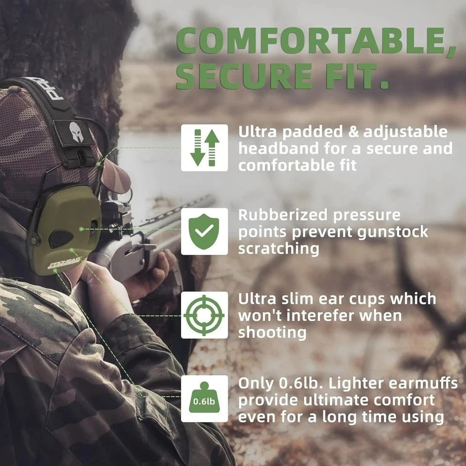 Electronic Ear Protection for Shooting with 4X Sound Amplification, Gun