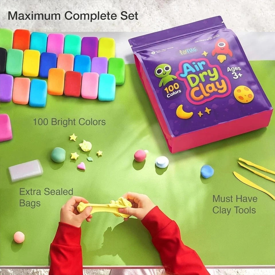 Air Dry Clay - 100 Colors, Ultra Light and Soft, Non-Toxic Modeling Clay for Kid