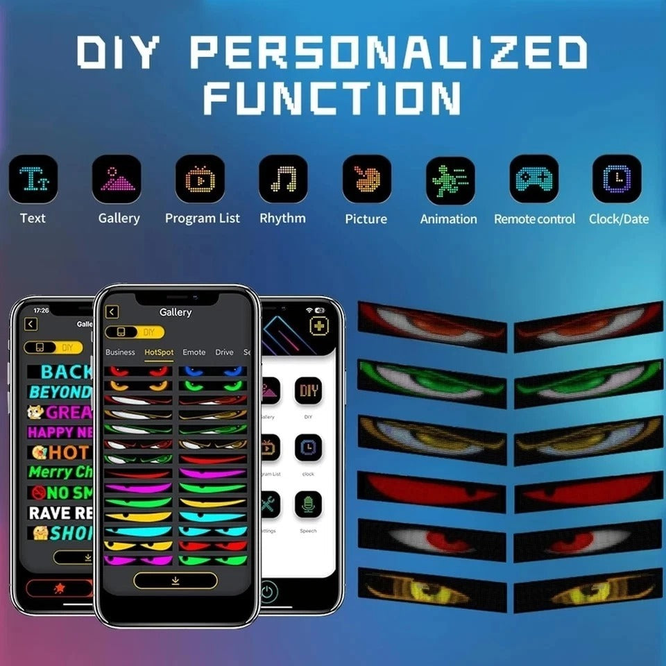 14.72"x3.62" Programmable ojos led para carro Windshield Display for 14.72*3.62