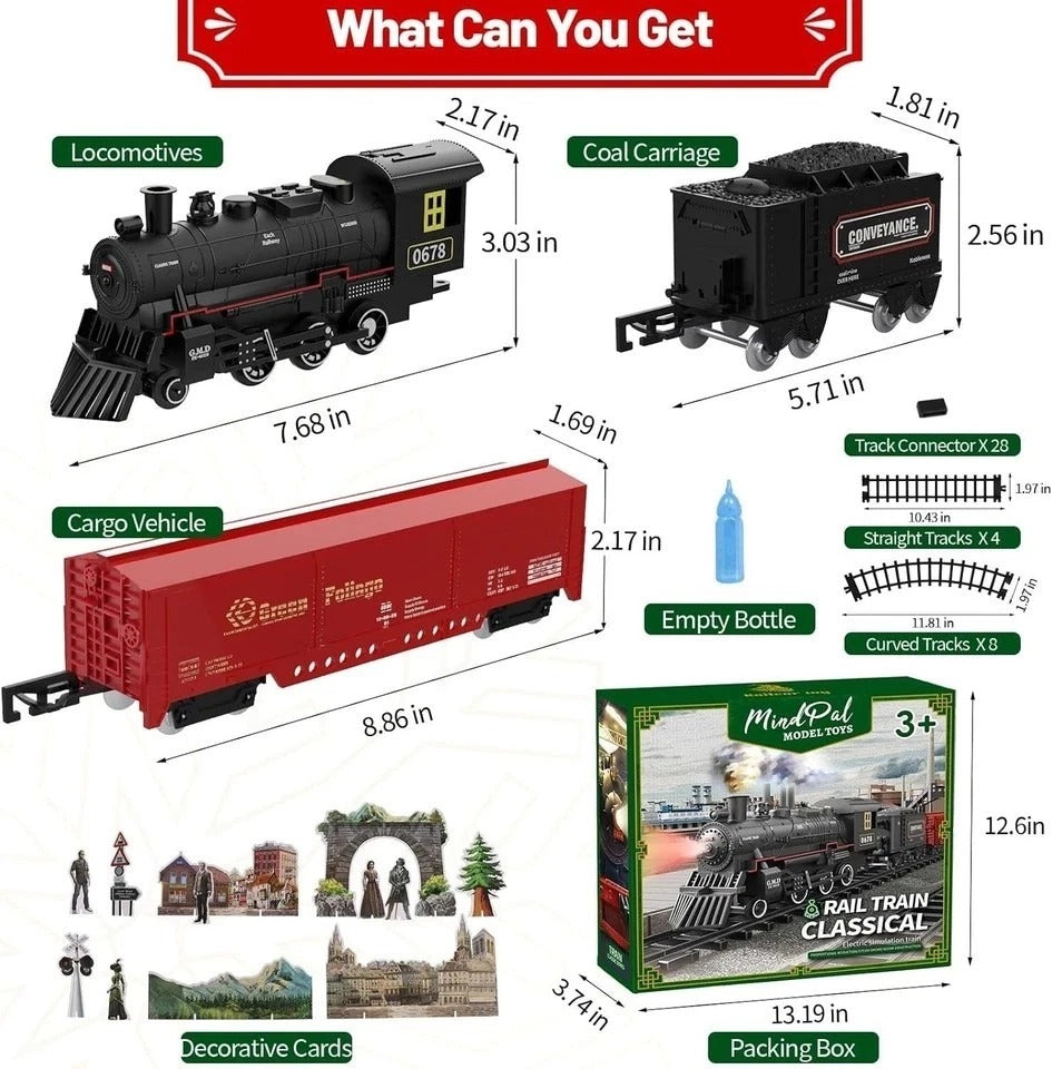 Electric Train Set with Smoke, Lights & Sound for under Christmas Tree - Steam L