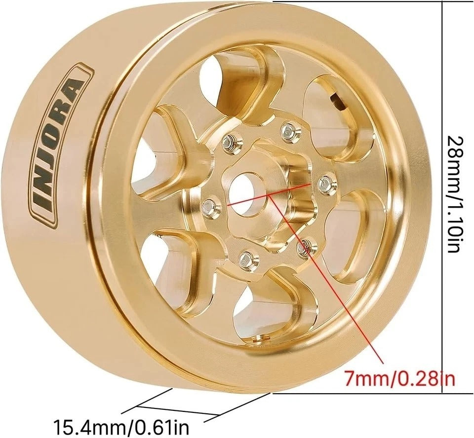 INJORA 1.0 Brass Beadlock Wheel -4.7mm Offset Rim for 1/24 1/18 RC Crawler SCX24