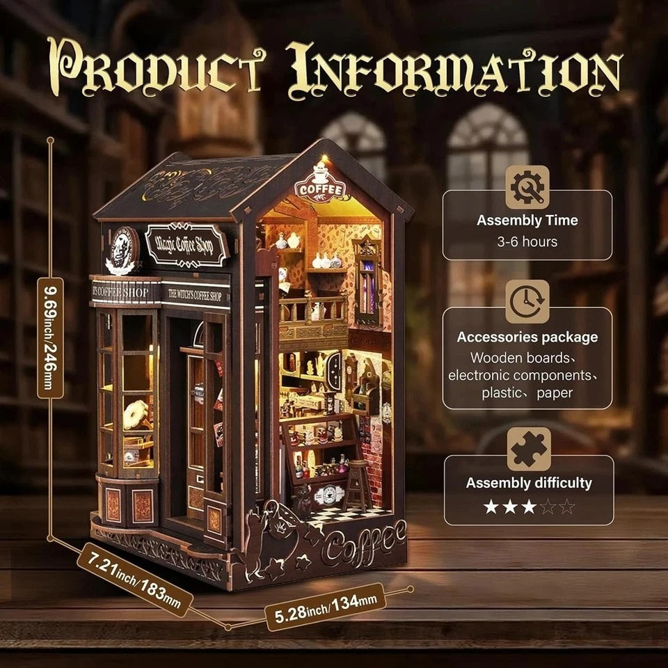 Book Nook Kit for Adults and Teens, DIY Miniature House Kit with Led Light, 3D W