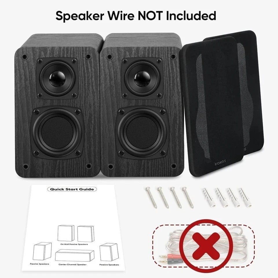 Passive Bookshelf Speakers for Home Theater Surround Sound, Home Desktop Stereo