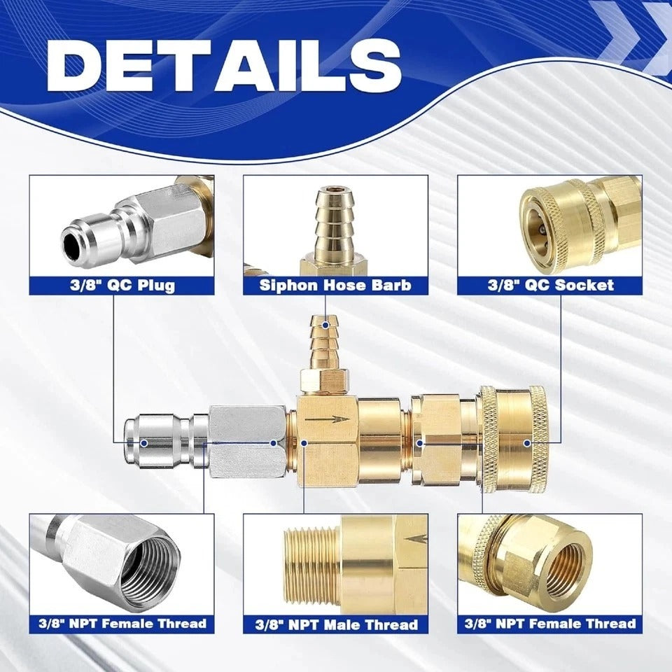 JOEJET Downstream Injector Kit for Pressure Washer, 3/8" Quick Connect, 3-5 GPM