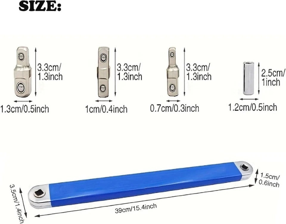 Universal Offset Extension Wrench Set w/ 1/2″, 3/8″ & 1/4″ Square Drive Adapters