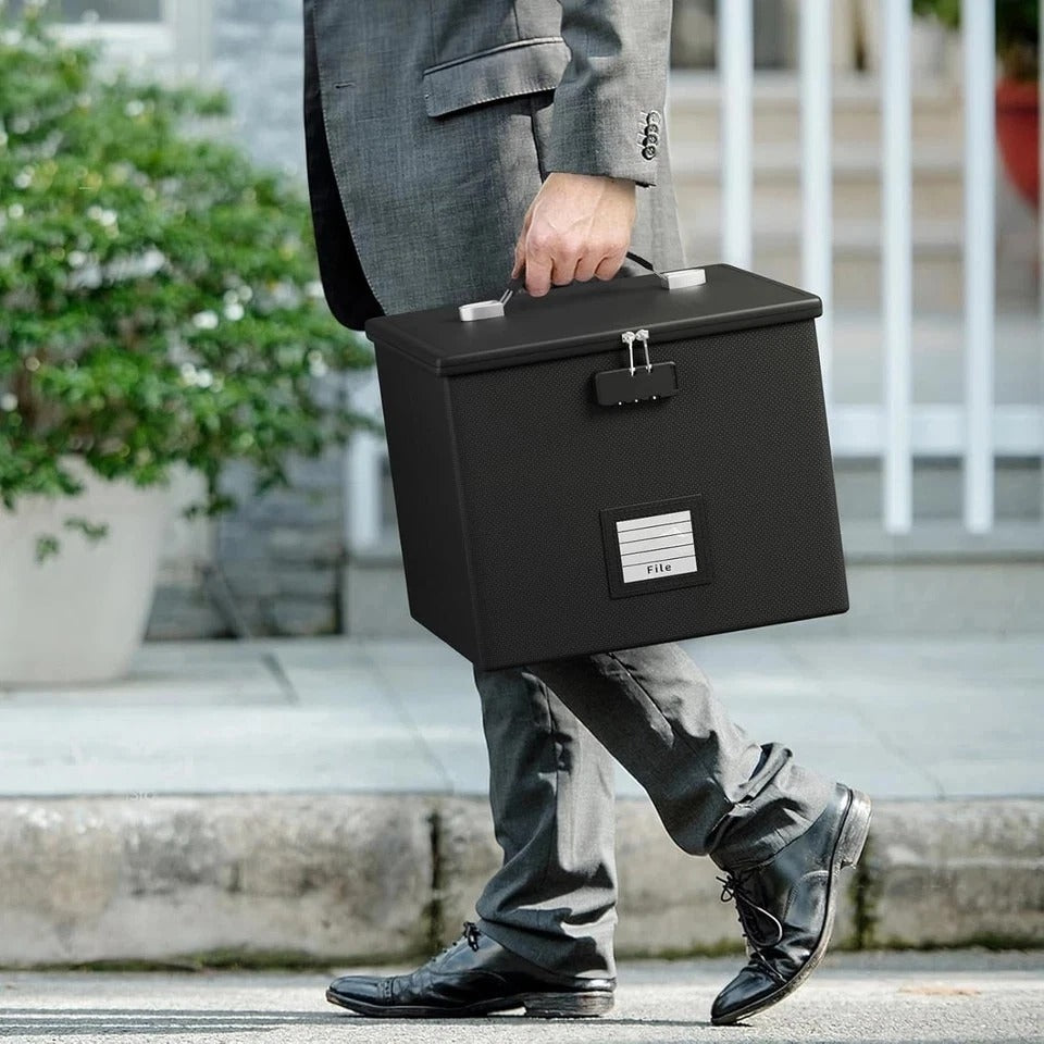 Fireproof File Box for Documents, Portable Waterproof Locking Storage Organizer