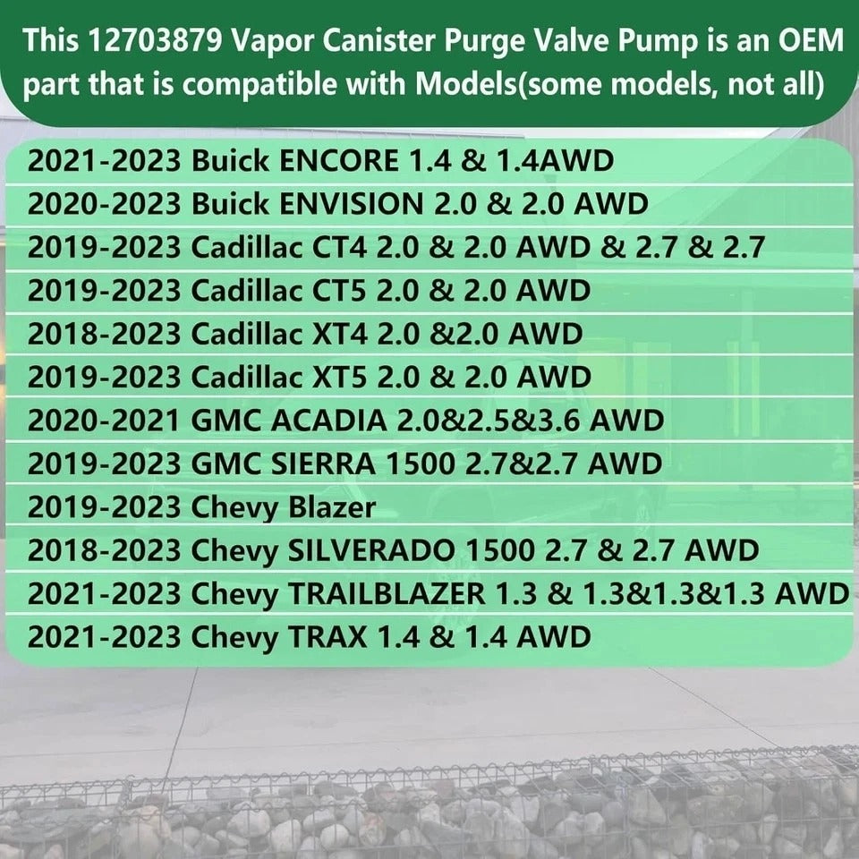 Vapor Canister Purge Valve Pump Compatible with Chevrolet Trailblazer & Envision