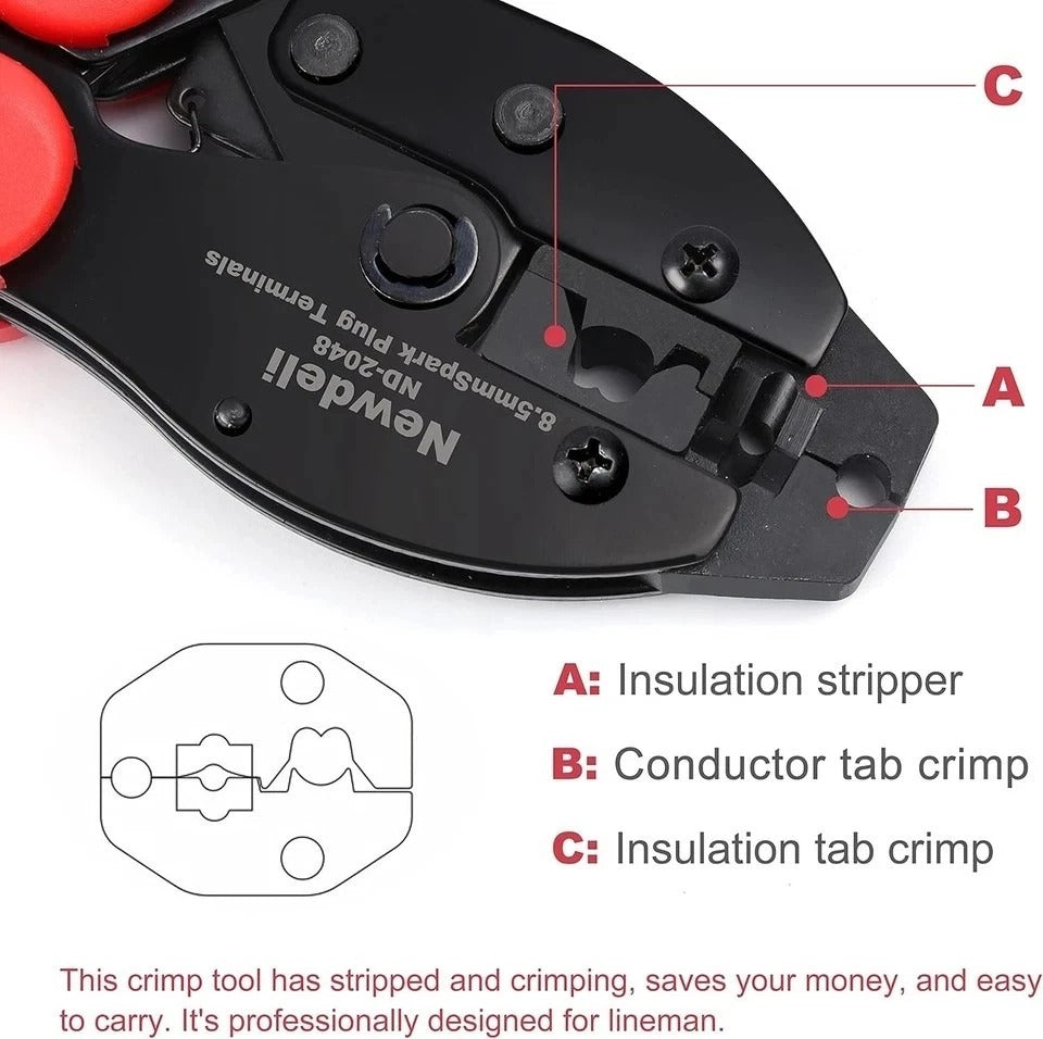 Spark Plug Wire Crimper, Newdeli Crimping Pliers for Spark Plug Stripping Tool,