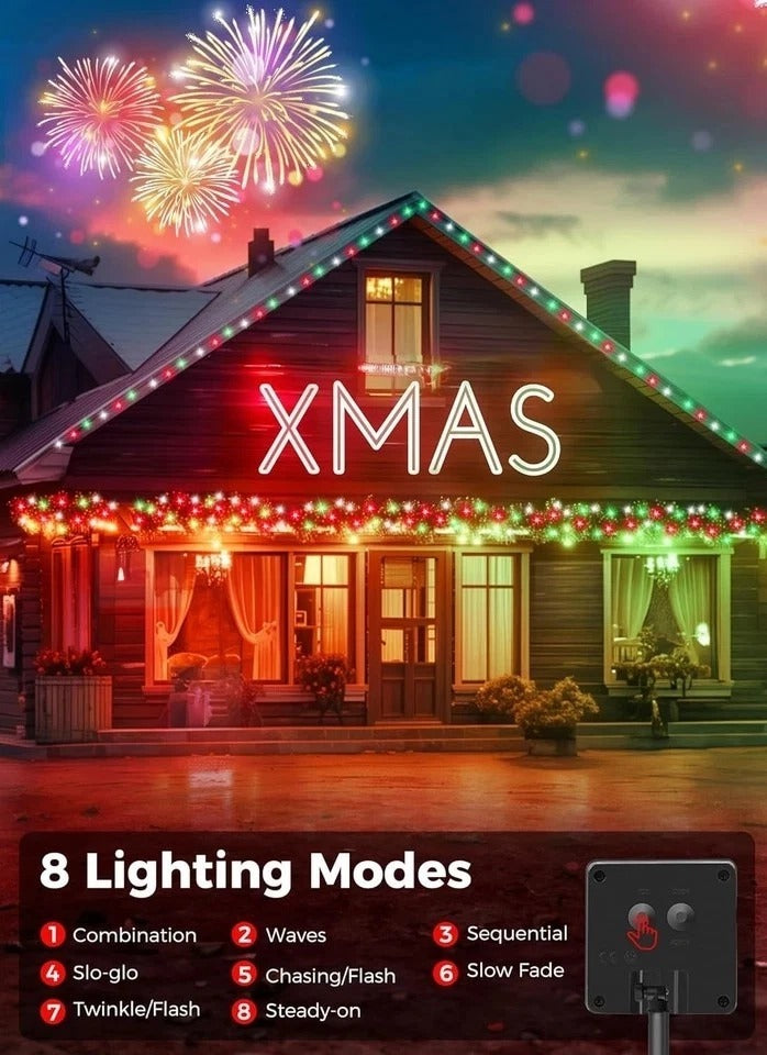 Minetom Solar Christmas Lights Outdoor Waterproof, 40 FT, Red Green and White
