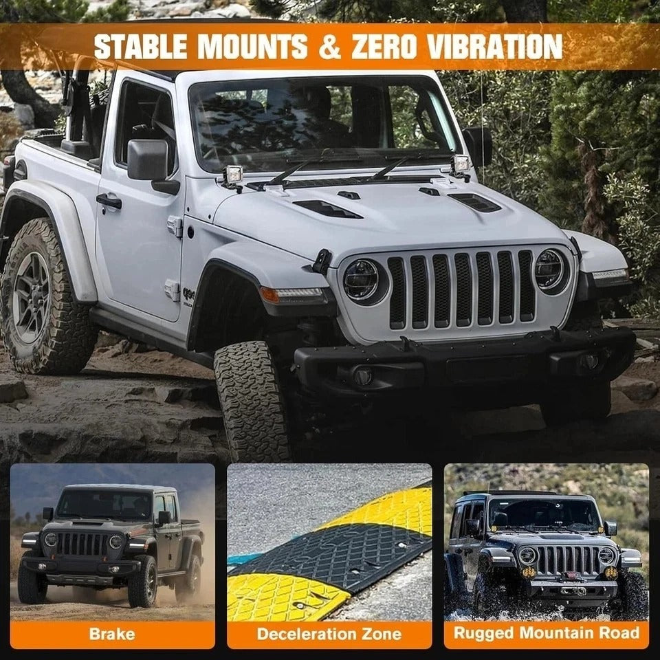 Wrangler JL Light Bar Hood Mounting Brackets, Gladiator JT Ditch Light Cowl Moun