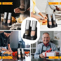 Electric Salt and Pepper Grinder Set with Charging Base, Stainless Steel Recharg